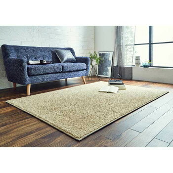 (同梱不可)日本製 防炎 カーペット 無地 シャギー約3.2畳 約200×250cm グレージュ 4728589