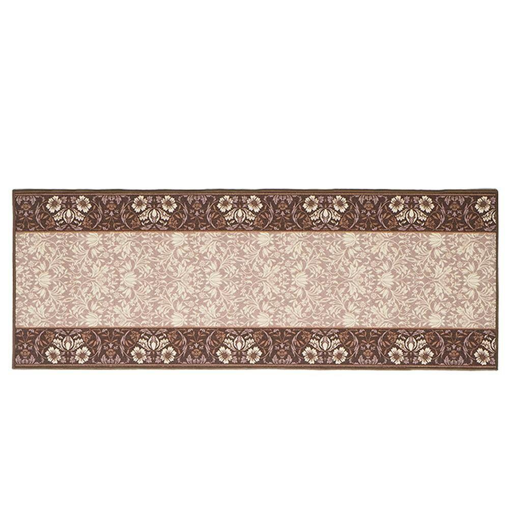 （代引き不可）（同梱不可）タフトプリント廊下敷き エレガンス ブラウン 約67×240cm 240616714