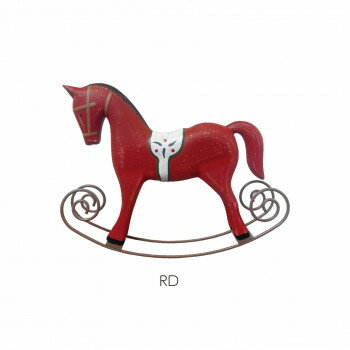 （同梱不可） アンティークウッド ロッキングホース RD クリスマスを楽しく演出してくれるグッズ