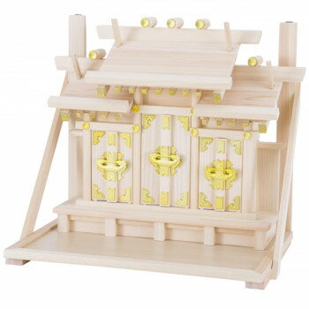 （同梱不可） 神棚の里 神棚 壁掛け三社 出雲 棚板付 省スペース 棚板がセットされている壁掛け型神棚です。