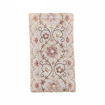 （同梱不可） 東京かんかん ビーズ刺繍メガネケース ベージュ M42-2702BE インド特有の色鮮やかなビー..