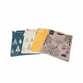 （同梱不可） 北欧調ジャカードフェイスタオル 2柄4枚組 SV-2313-4 北欧調柄のフェイスタオル