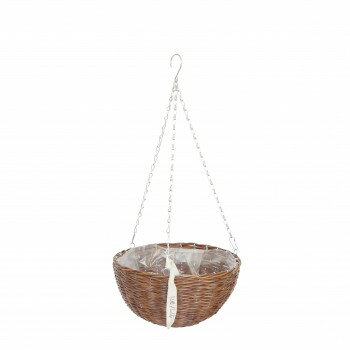 （同梱不可） MURATAYA P.Pラタンバスケットハンギング丸 Brown L 3222 吊り下げタイプのプランター