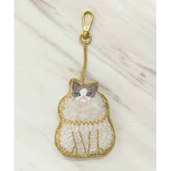 （同梱不可） 東京かんかん ザリ刺繍キーホルダー キャット ファーリー M21-2018 ペルシャ猫をイメージしたキーホルダー
