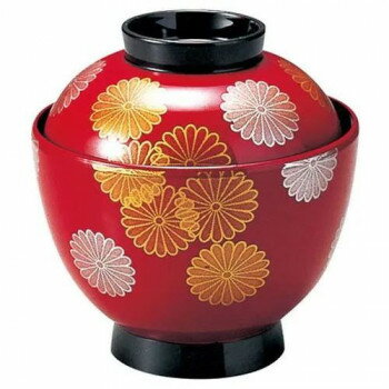 （同梱不可） 福井クラフト　3.2寸玉子椀 朱菊詰 12023930 小吸物椀