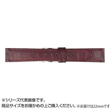 (同梱不可) MIMOSA(ミモザ) 時計バンド P型押ワニ 22mm ワイン (美錠:銀) CP-W22 場面に合わせて、スタイリッシュにベルト交換!