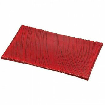 （同梱不可） 福井クラフト　33cmしのぎ波彫皿　根来塗 51060660 盛皿