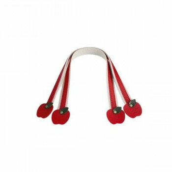 （同梱不可） INAZUMA イナズマ りんご持ち手 約40cm 2本手 (2)赤 YAT-4039 シンプルバッグも可愛く変身