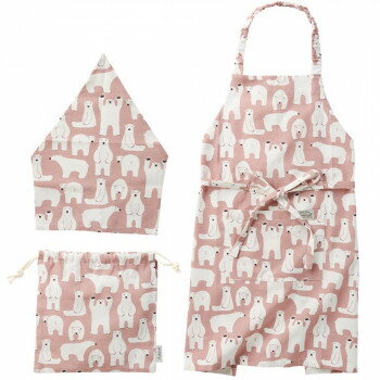 Bibs, Aprons - （同梱不可） 501009 コニー キッズエプロン3Pセット PK ピンク 三角バンダナと巾着ががついたお得なセット