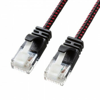 (同梱不可) サンワサプライ つめ折れ防止カテゴリ6A細径メッシュLANケーブル (ブラック&レッド・0.5m) KB-T6AME-005BKR 10G対応のCAT6ALANケーブル (同梱不可) サンワサプライ つめ折れ防止カテゴリ6A細径メッシュLANケーブル (ブラック&レッド・0.5m) KB-T6AME-005BKR 10G対応のCAT6ALANケーブル