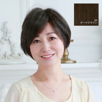 （同梱不可） プリシラ 白髪かくしウィッグ 分け目タイプ ダークブラウン ST-005-3A 気になる部分をサッとカバー!