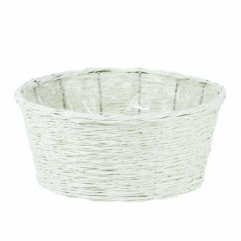 Laundry Containers - （同梱不可） 大橋新治商店 ホワイトコルネバスケット寄せM 24-975 ポリエチレン製テープを編んだバスケット