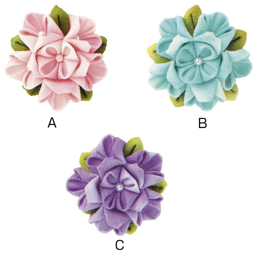 （同梱不可） オリムパス はじめてのつまみ細工 キット あじさいのブローチ TZ-11　A ボンドだけで完成..