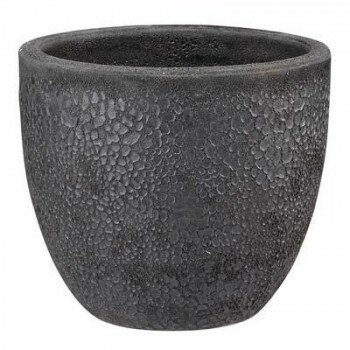 （同梱不可） グリーンポット 植木鉢 ボルカーノ ラウンド Fブラック 33cm EB-VO3329BK 釉薬陶器の植木鉢