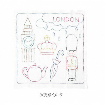 (同梱不可) オリムパス 世界を旅する花ふきん 刺し子キット LONDON SK-389 かわいいモチーフをちりばめた「世界を旅する」シリーズ。