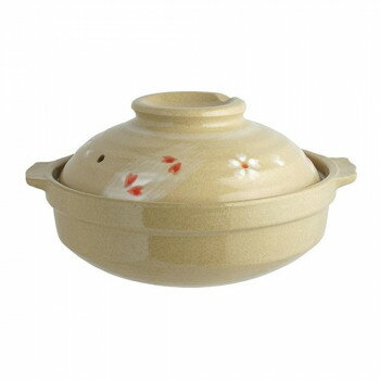リビング花さくら浅型土鍋19cm一...