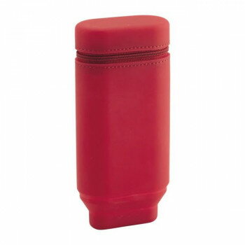 （同梱不可） LIHIT LAB.(リヒトラブ)　ACTACT　スタンドペンケース　オーバルタイプ　レッド　A-7694-3 シリコン素材の立つペンケース