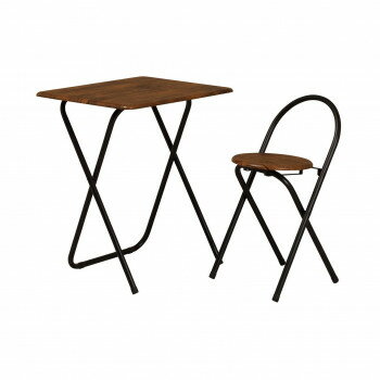 （代引き不可）（同梱不可） 弘益(KOEKI) UTILITY ライクビンテージ フォールディングテーブルセット ブラウン VTC6050BR コンパクトサイズの折り畳み式テーブルとチェアのセット