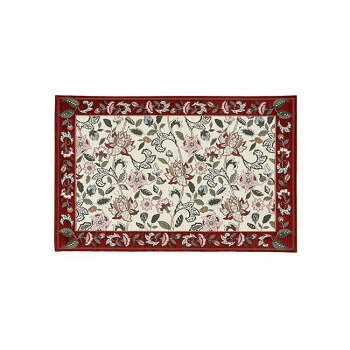 （同梱不可） 川島織物セルコン ミントン ニューハドンホール マット 60×93cm FH1202A R レッド 花々が描かれた華やかなシリーズのマット
