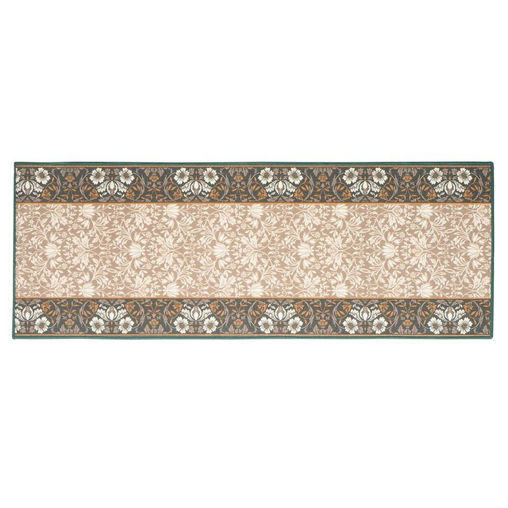 （代引き不可）（同梱不可）タフトプリント廊下敷き エレガンス グリーン 約80×340cm 240616826