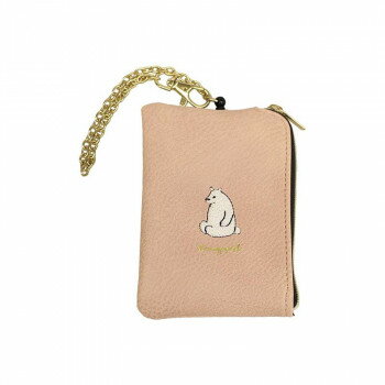 （同梱不可） コミカルアニマルリールパスケース RO19-0619 ピンク(シロクマ) ゆるいアニマル柄が刺繍されたパスポーチ。