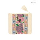 (同梱不可) インド刺繍リボン ポーチ (S) ベージュ 13124000418 華やかな刺繍リボンを施した持つだけで気分が上がるポーチ(4)