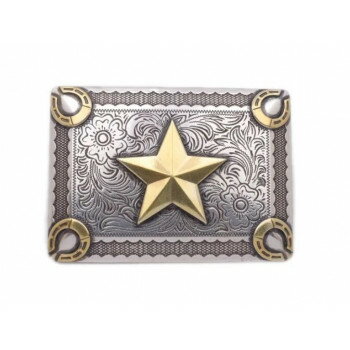 （同梱不可） トロフィースタイルバックル 馬蹄＆スター ニッケル＆ゴールド 1ヶ PI7886-01 レザークラフトにおすすめ!ベルトのワンポイントに