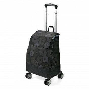 （同梱不可） CHARMISS シャルミス ショッピングカート 花柄 4輪 カブセ ブラック 15-5040-10 お買い物..