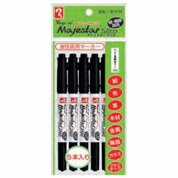 (同梱不可) 寺西化学工業 マジックインキ マジェスタースリム 5本パック 油性 黒 MMJ70-T1-5P 細書き・極細書きの両用タイプ