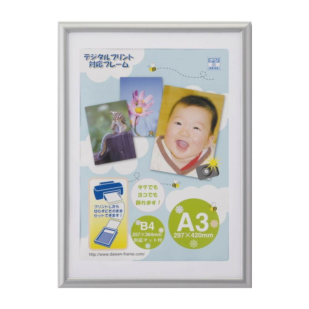 (同梱不可) OA額 アロール A3 シルバー 33T00530821 デジタルプリント対応フレーム。