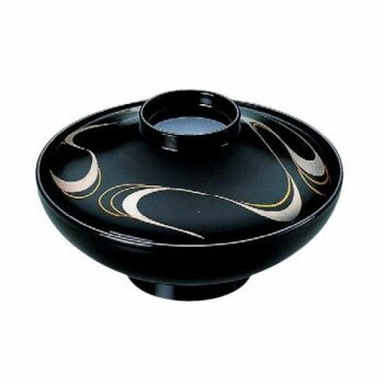 （同梱不可） 福井クラフト　平富士煮物椀 黒銀流水 33604680 越前漆器(木質)のお椀