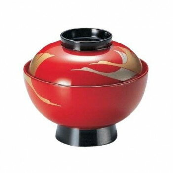 （同梱不可） 福井クラフト　4.3寸煮物椀 イチョウ鶴(手塗漆、磨蒔絵 32603220 越前漆器(木質)のお椀