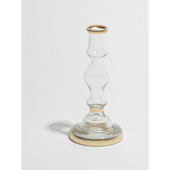 （同梱不可） 東京かんかん 燭台ガラスベース S M15-2101S ゴールドラインが大人っぽいガラスベース