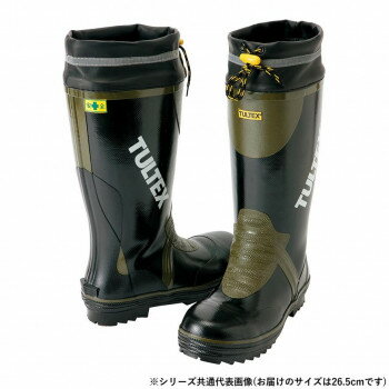 （同梱不可） アイトス 4703 安全ゴム長靴(糸入り) ブラック×OD 26.5cm 吸汗性ドライ裏地仕様