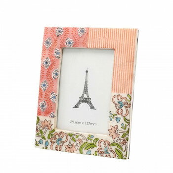（同梱不可） カピスフォトフレーム マルセイユストライプ ピンク 19524801107 可愛らしい草花モチーフ..