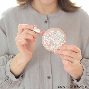 （同梱不可） 刺繍ラウンドミラー テンダーフラワー ミントGR 16821803032 エレガントなインドの刺繍がお洒落で魅力的