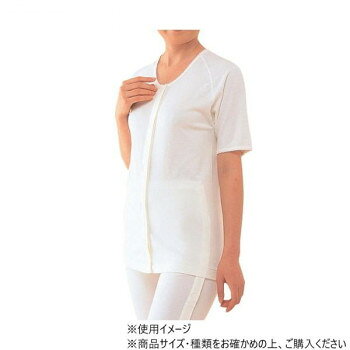 Cotton - （同梱不可） 神戸生絲　TioTio/婦人前開き3分袖(マジック式)L TT51 ワンタッチ肌着 オフ白 お年寄りや手足の不自由な方に