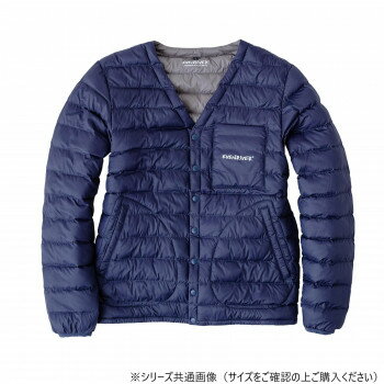 (同梱不可) イーブンリバー ファイバーダウンジャケット ネイビー(04) サイズ:L R127 薄くて温かい軽量防寒ウェア