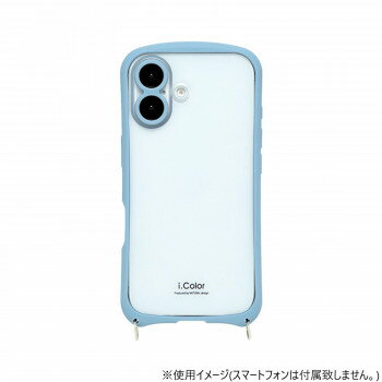 （同梱不可） iPhone16専用背面型ケース i.Color Sky Blue iP24-61-ICSH02 くすみカラーがおしゃれなケース