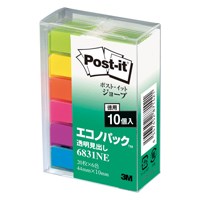 薄いディスペンサーにカラフルな色の透明見出しをセット。ページの細かい分類や手帳の見出しにおすすめです。・フィルムタイプふせん・フラッグ透明見出し・色：混色（6色／イエロー・メロン・スカイブルー・パープル・ローズ・オレンジ）・1枚サイズ：44×10mm・枚数：各色20枚×10パッド（20×60パッド）・透明ケース入り・