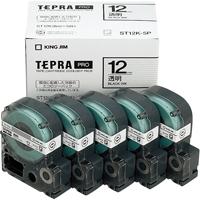 キングジム PROテープ ST12K-5P 透明に黒文字12mm 5個 / ラベルライター用テープカートリッジ / 286809