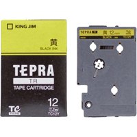 キングジム テプラTRテープ TC12Y 黄に黒文字 12mm / ラベルライター用テープカートリッジ / 353204