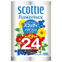 たっぷり使える2倍巻き！くつろぐ花の香り付き。・トイレットペーパー・仕様：シングル100m・ロール幅：114mm・内芯径：38mm・芯あり・1パック入数：12ロール・材質：パルプ、紙パックリサイクルパルプ