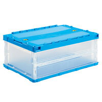 三甲 オリコン ペタンコ C-30B 蓋付 透明ブルー / オリタタミコンテナ / 889524