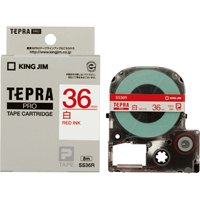 キングジム カラーラベル SS36R 白に赤文字 36mm / ラベルライター用テープカートリッジ / 790459