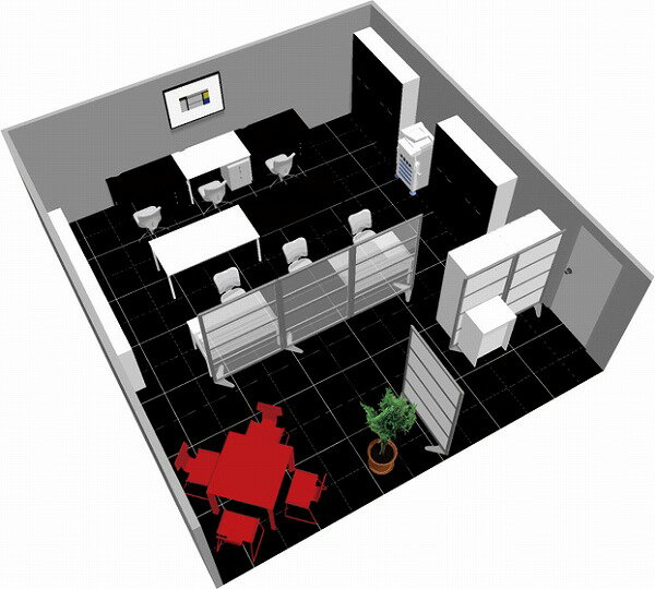 【送料無料】【smtb-TK】【クリエイティブ】SOHO家具パッケージ・45平米（6人用） モノトーンに赤のワンポイント【YDKG-tk】【fsp2124】【fs2gm】【RCP】【fs3gm】