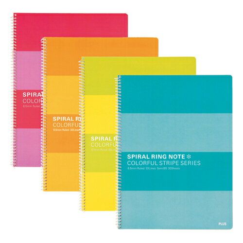 【プラス】スパイラルリングノート RS-030-4P セミB5 6.5mm横罫 4冊<カラーアソートパック>(76801)【fs2gm】【RCP】【fs3gm】