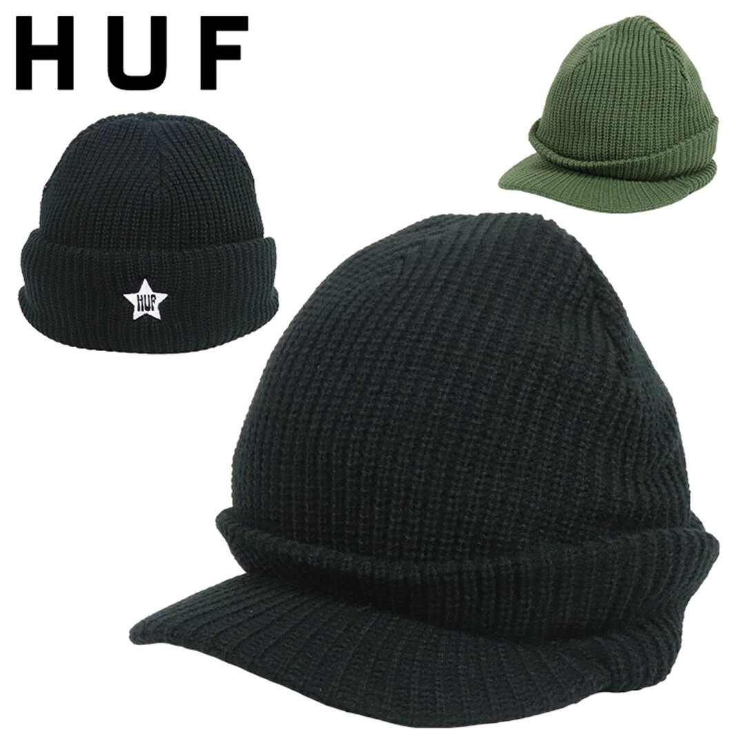 HUF ツバ付き ニットキャップ キャスケット ハフ メンズ レディース ニット帽 オスロ ストリート ブランド バイザー ビーニー ロゴ スター 帽子 男女兼用 秋 冬 かっこいい おしゃれ