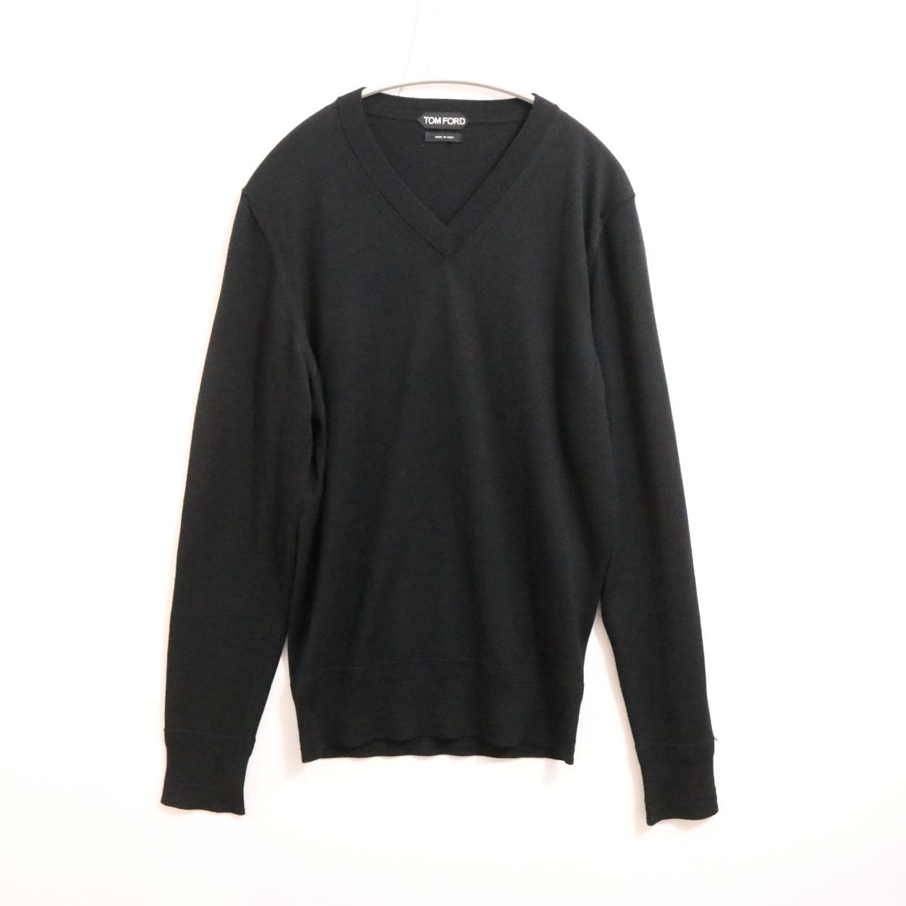 【中古】TOM FORD トムフォード 44 S メンズ 長袖ニット Vネック ハイゲージ 黒 中古A 古着