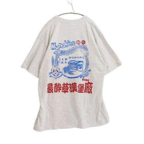 【中古】BLANKMAG BOOKS ブランクマグブックス × THE BACKYARD HERBEST CLUB ザ・バックヤード ハーベスト クラブ XL メンズ 半袖Tシャツ グレー 霜降り 台湾 中古A 古着